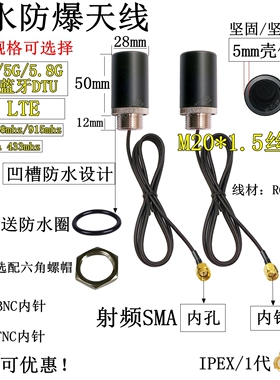 SMA/BNC/TNC防水防爆水表气温监测天线M20*1.5丝纹2.4G/5G/433mhz