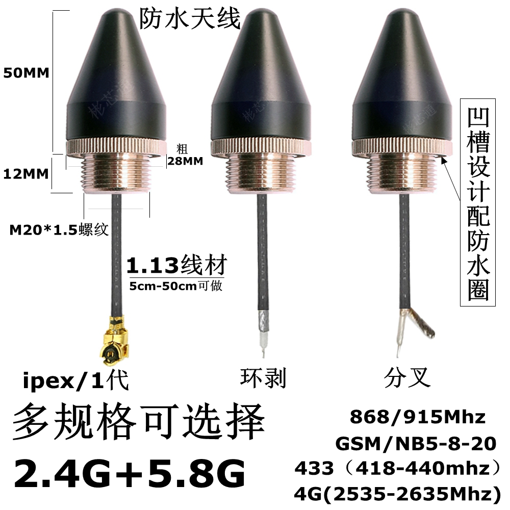 M20*1.5螺纹2.4G/5G/433mhz/GSM/NB5防水天线全向高增益机柜天线-封面