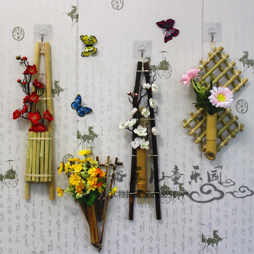 Bamboo Flower vase kindergarten Pendants Pendants Retro Handicraft Corridor Wall hanging Tea Chinese style Insert basketsin the Home accessories , Mural  category - from Buy2taobao.com to provide professional Taobao agent buy service