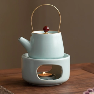 冬未汝窑天青温茶炉套装蜡烛加热保温提香温茶器明火烤橘子煮茶