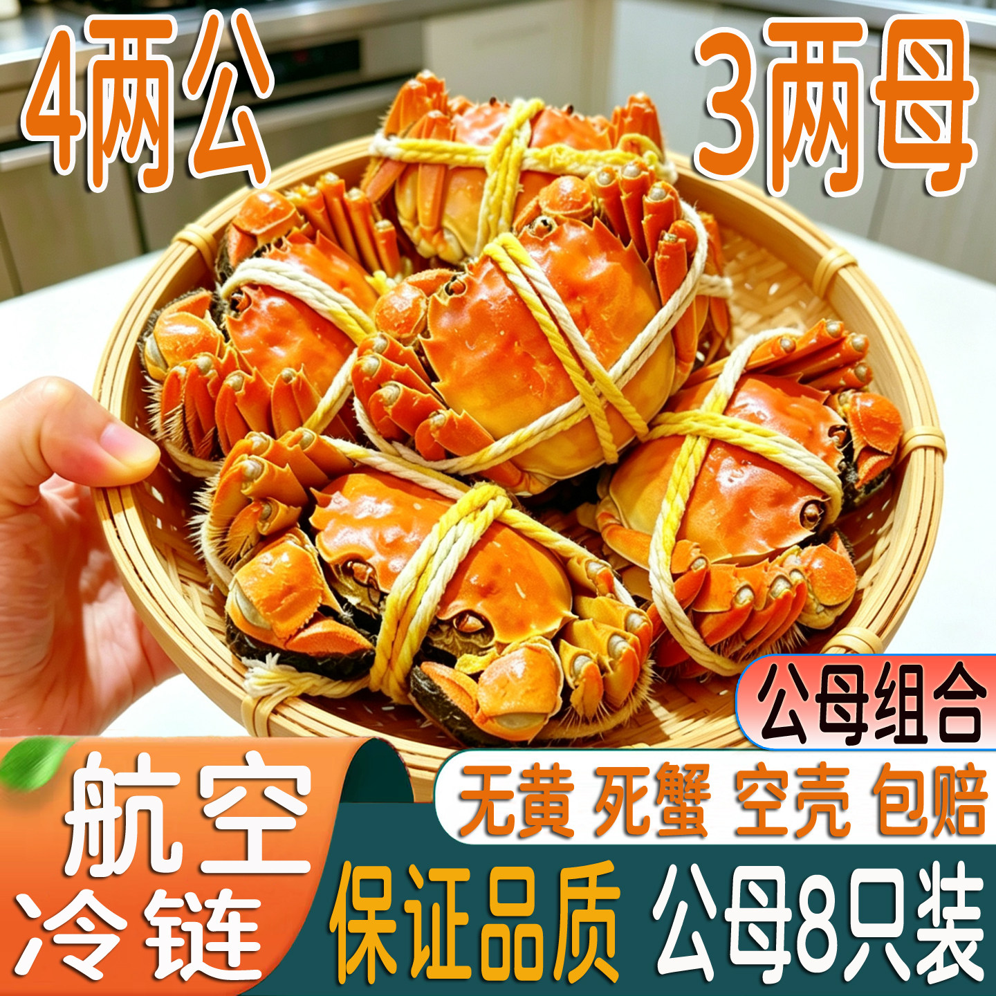 兴化大闸蟹4两公3两母8只现捕