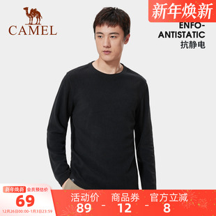 上衣女 T恤内搭打底衫 CAMEL骆驼圆领抓绒衣男2025秋冬新款 保暖长袖