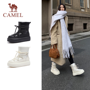 女 厚底雪地靴女加绒加厚东北户外保暖中筒棉鞋 骆驼女鞋 2025冬新款