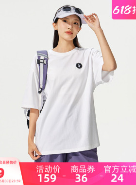 骆驼企鹅户外休闲短袖T恤女2026春夏新款白色运动t恤男宽松透气