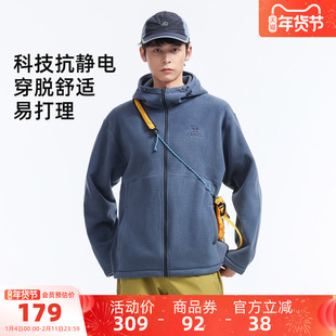 骆驼男装抓绒衣内胆男款防寒外套户外摇粒绒登山连帽保暖徒加厚冬