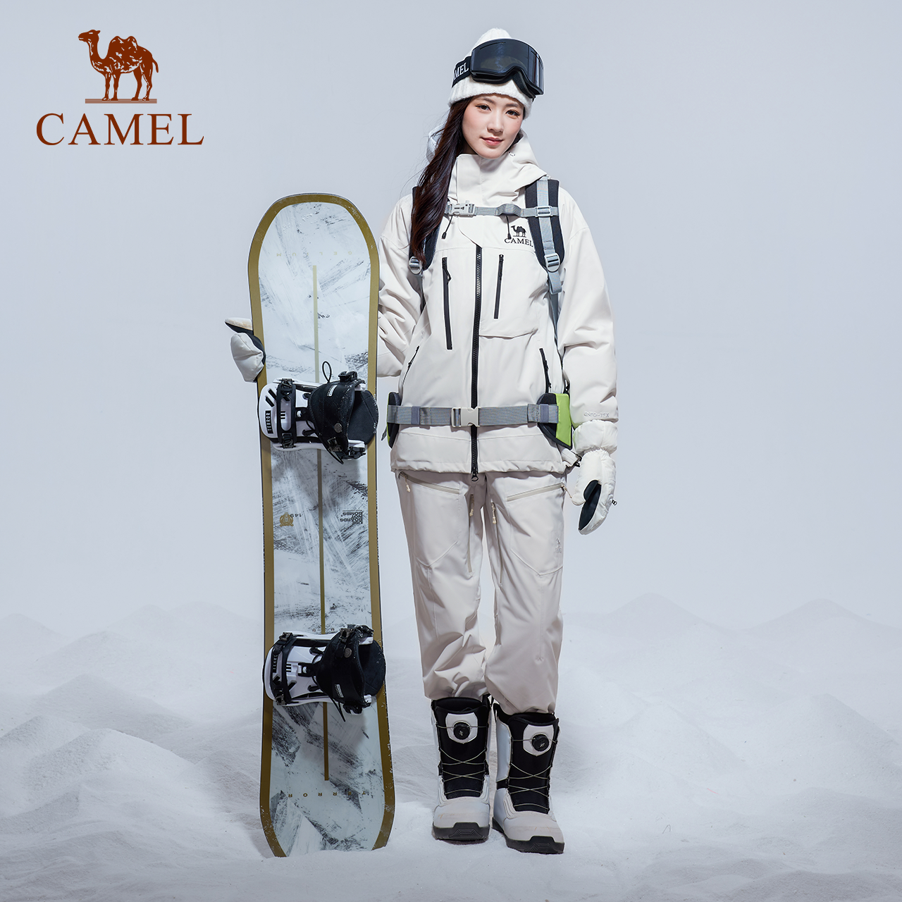 骆驼户外保暖防寒女款男款滑雪服防水透湿抗撕裂徒步登山服外套