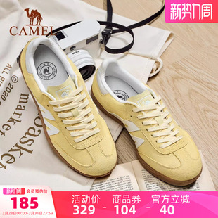 骆驼德训鞋女鞋2026新款平底小白鞋时尚复古休闲鞋T头鞋百搭板鞋