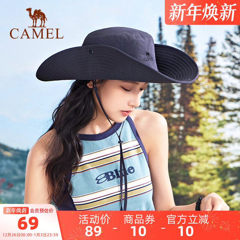骆驼登山防晒帽女防紫外线UPF50+西部牛仔帽丛林徒步遮阳帽渔夫