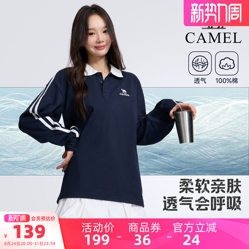 骆驼运动T恤柔棉T神POLO衫T恤女