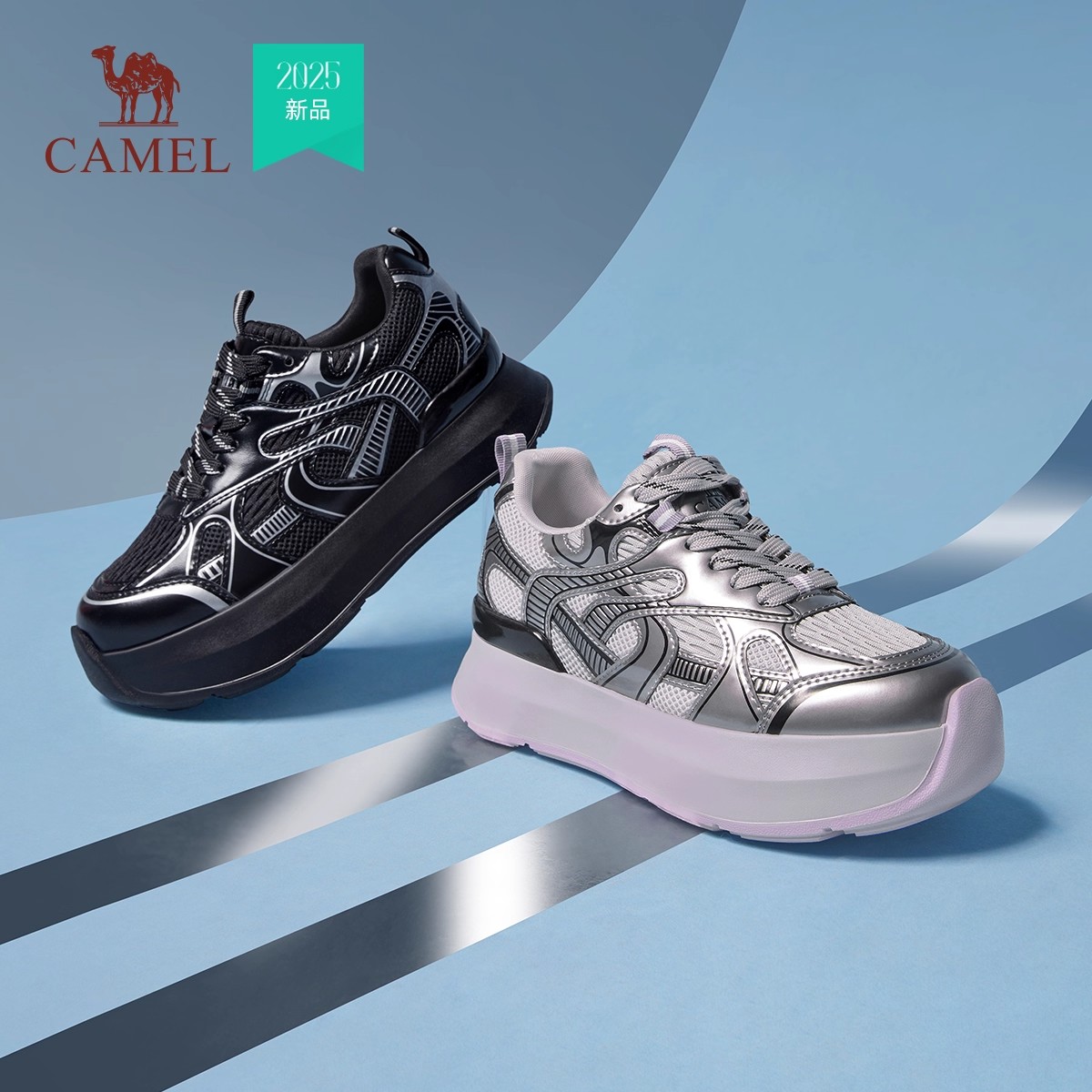 骆驼女鞋老爹鞋2025秋季新款爆款百搭鞋子女款厚底增高休闲运动鞋