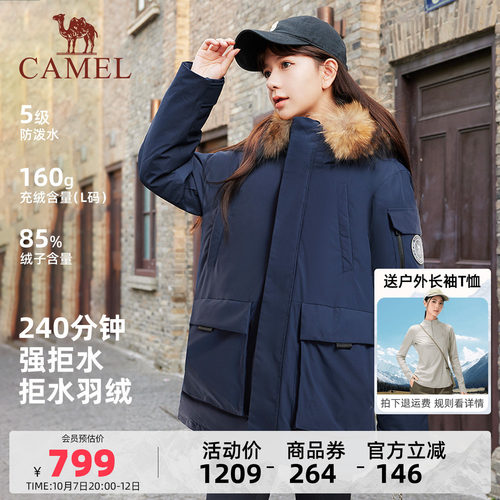 骆驼貉子毛领羽绒服035
