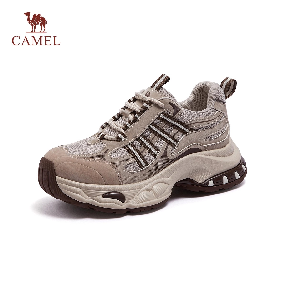 骆驼女鞋户外复古老爹鞋2026年春季新款潮流增高百搭休闲运动鞋女