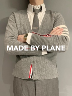 小飞机TB经典四扣4bar羊绒开衫毛衣外套V领男女同款羊毛针织保暖