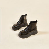 云上一步2023年新款 女鞋 松糕厚底大头短靴jk增高英伦系带马丁靴