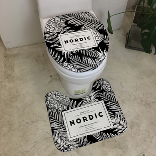 北欧简约长条黑色home字母马桶垫厕所马桶盖罩子吸水防滑垫可机洗