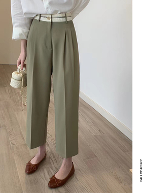 2024夏九分通勤直筒西裤女薄款大码休闲垂感烟管萝卜小个子哈伦裤