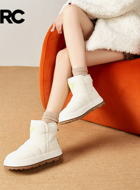 YRC厚底雪地靴女2025冬季加绒保暖防滑舒适短靴棉鞋白色女靴