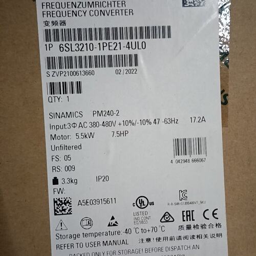 议价西门子变频器6SL3210-1PE21-4UL0可维修