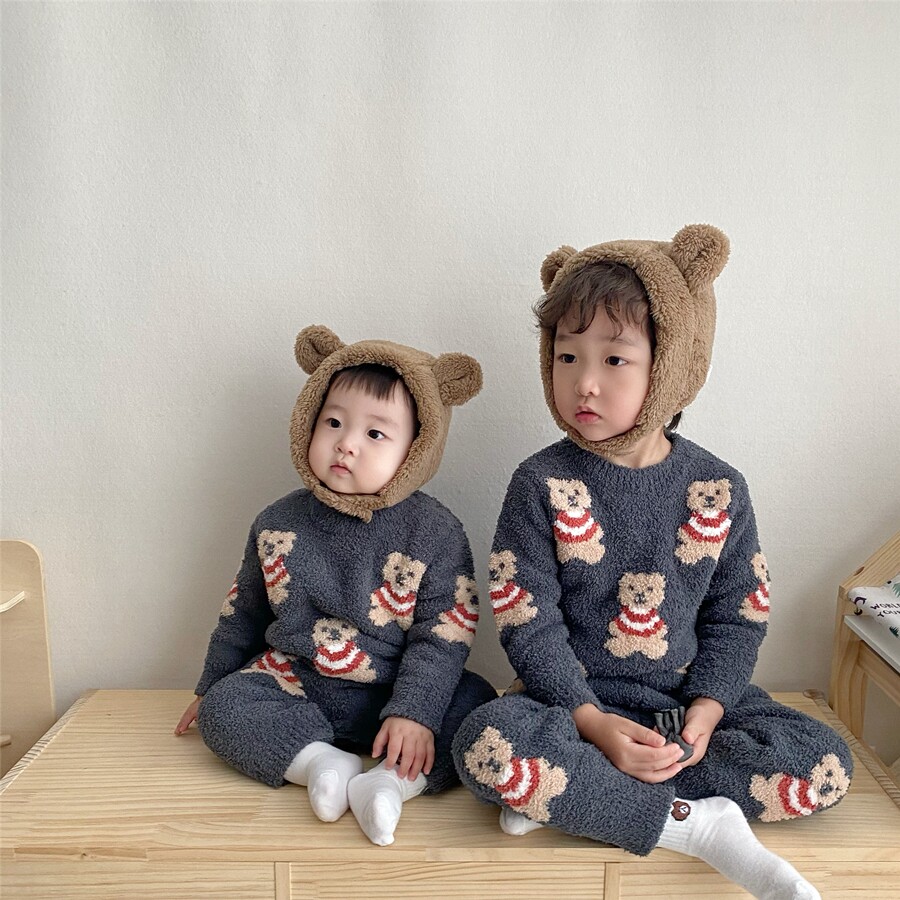 GOOD NIGHT KK AUTUMN AND WINTER SOFT BEAR SERIES CHILDRENS LOUNGEWEAR SET NEW PRODUCTS