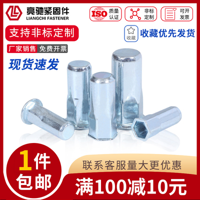 亮驰盲孔六角碳钢螺母平头