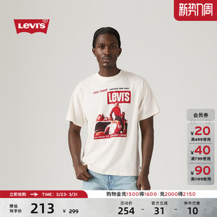 商场同款 复古休闲宽松印花短袖 Levi 美式 T恤87373 s李维斯男士
