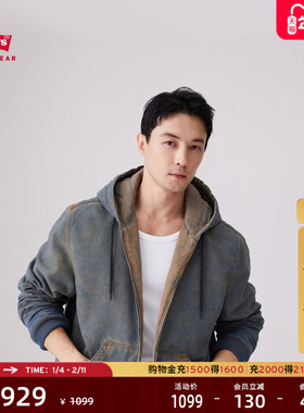 商场同款Levi's李维斯男士工装巴恩风连帽牛仔棉服厚外套A3222