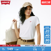 T恤39185 复古LOGO白色刺绣贴布短袖 0028 s李维斯女士美式 Levi