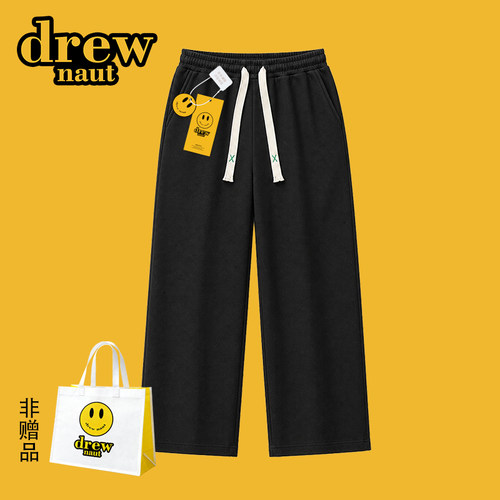 drew秋冬男女美式休闲卫裤潮牌笑脸宽松阔腿脚中腰情侣运动长裤