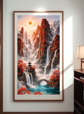 【进口棉布】蒙娜丽莎皇室十字绣竖版鸿运当头吉祥简约客厅手工绣