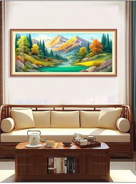 【进口棉布】蒙娜丽莎皇室十字绣风景现代线绣背靠金山十字绣