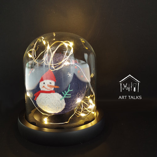 手鞠球摆件玻璃灯罩永生花小夜灯