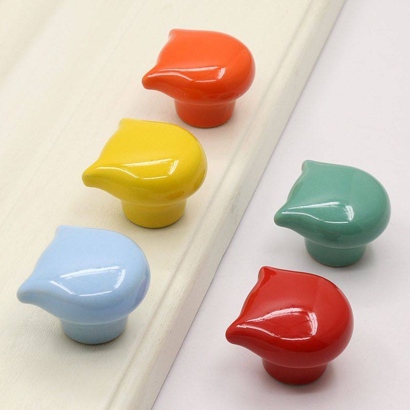 陶瓷拉手柜门把手新款猫头免打孔多巴胺动物抽屉鞋衣柜橱柜门拉手