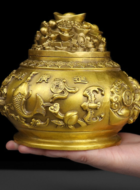 五路财神聚宝盆客厅卧室工艺摆件