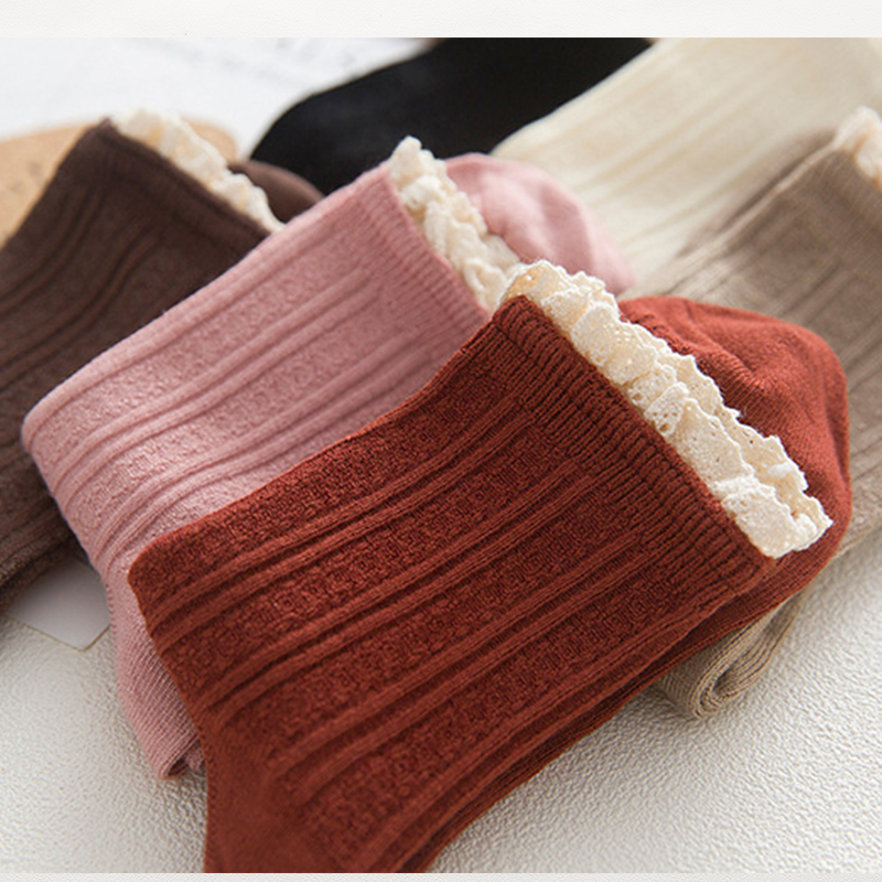 竹纤维学院风复古纯色花边防臭袜