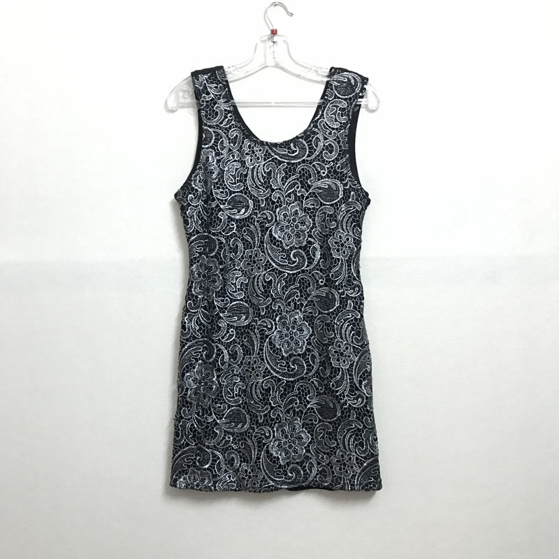 外贸欧美单夏装水溶蕾丝拼接修身圆领百搭显瘦女装连衣裙A字裙