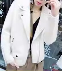 李念同款白色翻领夹克毛毛衣服铆钉短外套女士