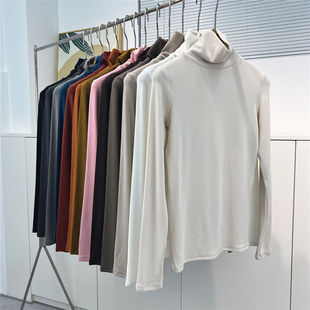 高领亲肤修身 元 女基础款 羊绒棉堆堆领打底衫 显瘦内搭上衣 熙秋季