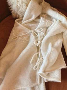 2005V领系带毛衣女秋季软糯薄款套头针织衫