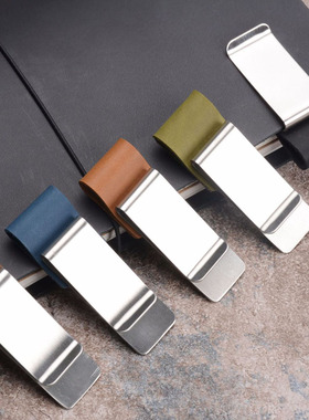 惊爆价Travelers旅行者笔记本复古牛皮黄铜不锈钢笔夹票夹tn配件