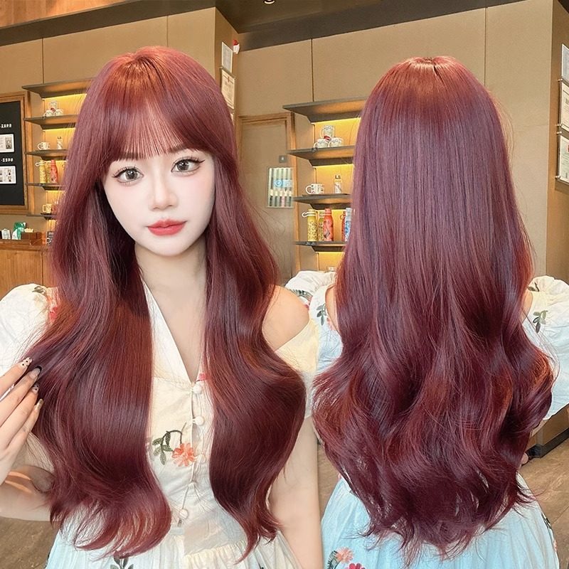 假发女长发全头套式红色长卷发显白玫瑰红大波浪仿真发整顶假发套