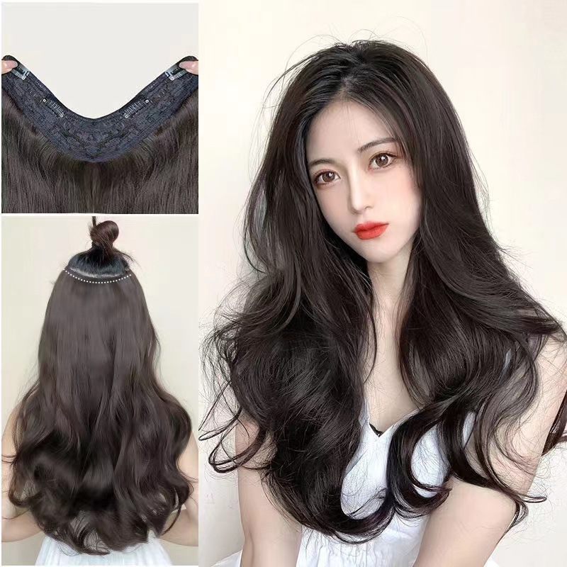 假发女一片式假发卷发片 直发片 水波纹发片接发片假发接头发批发