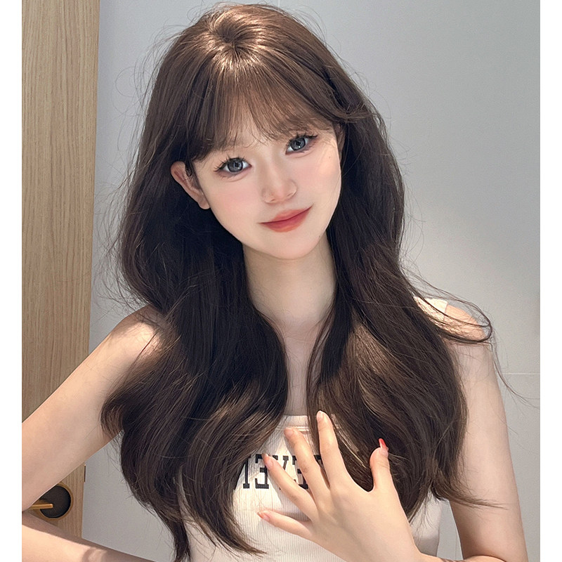 自然逼真长卷发冷棕波浪卷时尚气质lolita网红同款隐形假发全头套