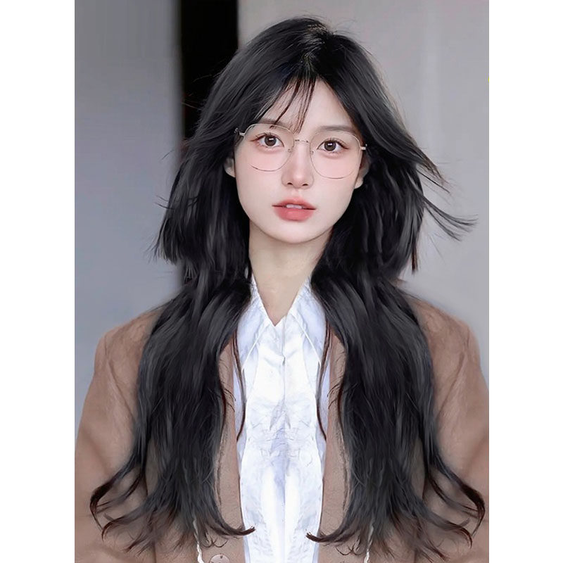 水母头假发女长发自然可爱仿真发全头套气质日式公主切假发长卷发