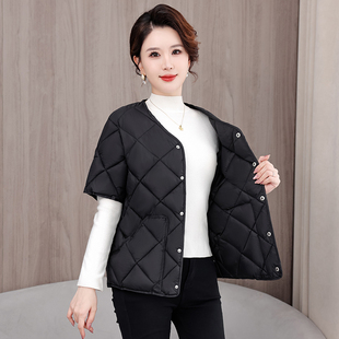秋冬羽绒棉马夹女轻薄百搭妈妈半袖 护肩内胆棉衣马甲背心内穿坎肩