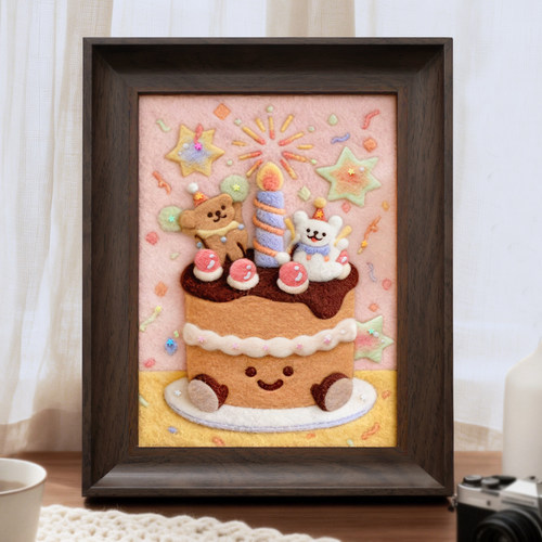 数绵羊羊毛毡戳戳乐diy材料包 手工生日礼物相框装饰画送闺蜜情侣