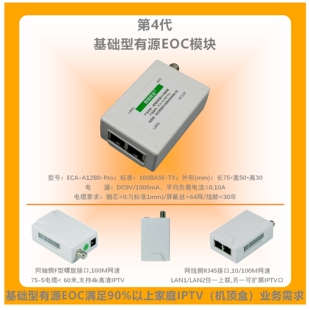 EOC转换器闭路电视线转网线，光猫连接机顶盒看4K高清IPTV不卡顿