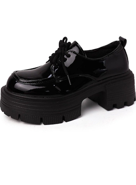 日本offcat2025新款黑色小皮鞋女英伦风jk法式复古厚底增高乐福鞋