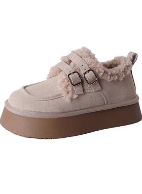 日本offcat2025新款厚底雪地靴女款冬季加绒羊羔毛棉鞋一脚蹬复古