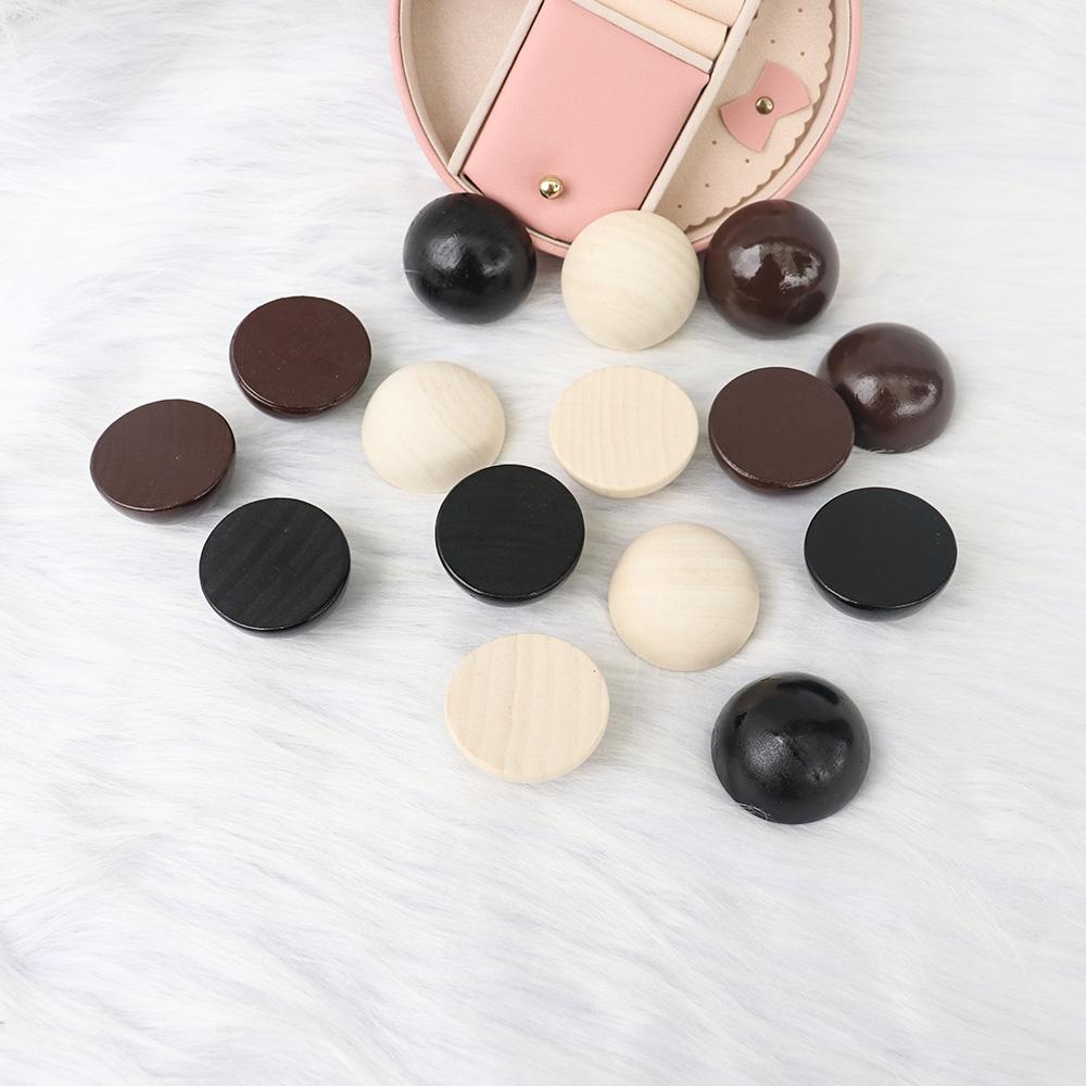 实木黑色棕色DIY半圆球半边木珠