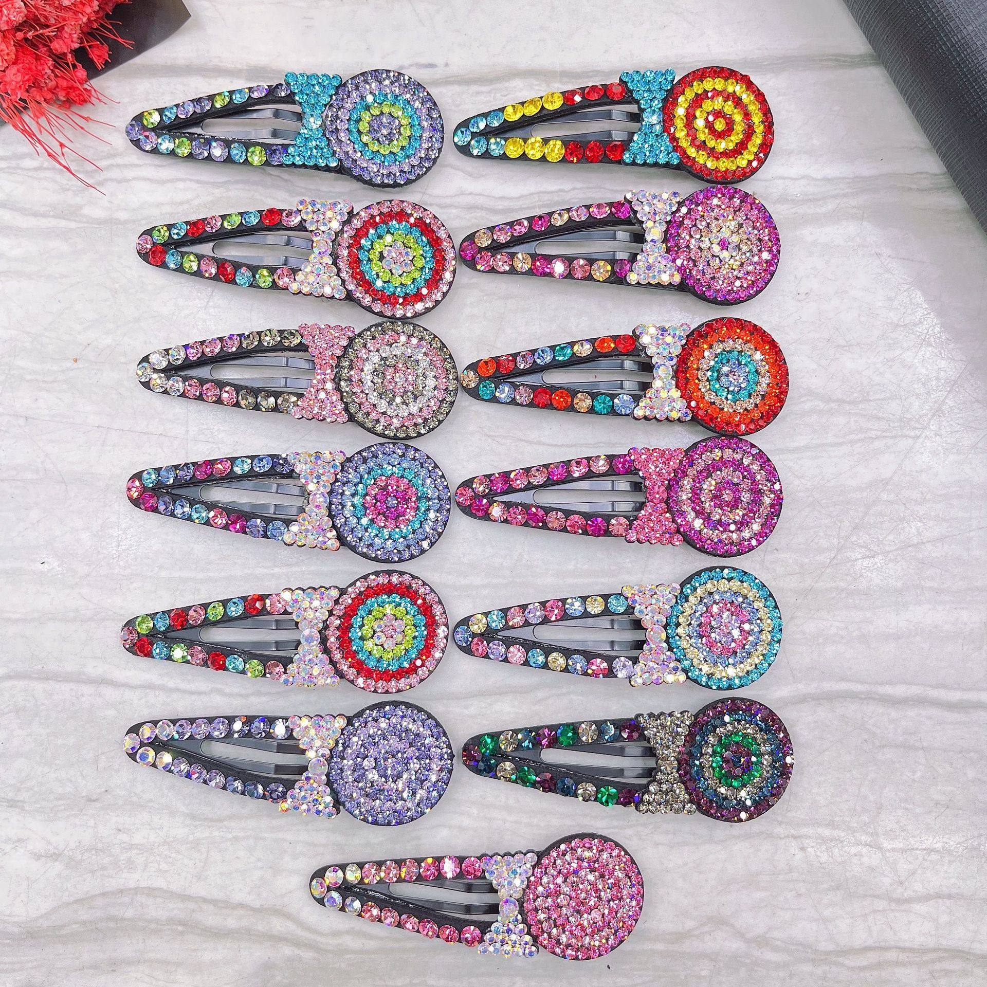 捷克钻棒棒糖掰掰夹边夹bb夹刘海侧夹子发夹可爱女士边夹顶夹发饰